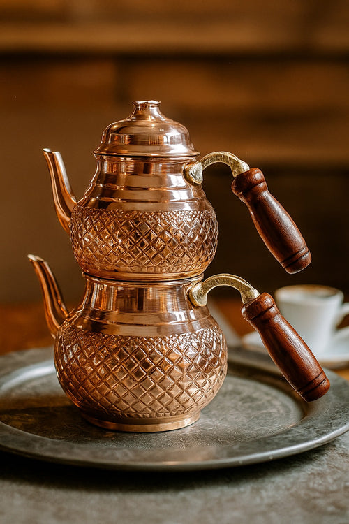 Bakır Petek İşleme Çaydanlık
