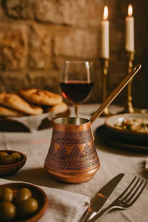 Ottoman Bakır Üzüm Desenli Cezve