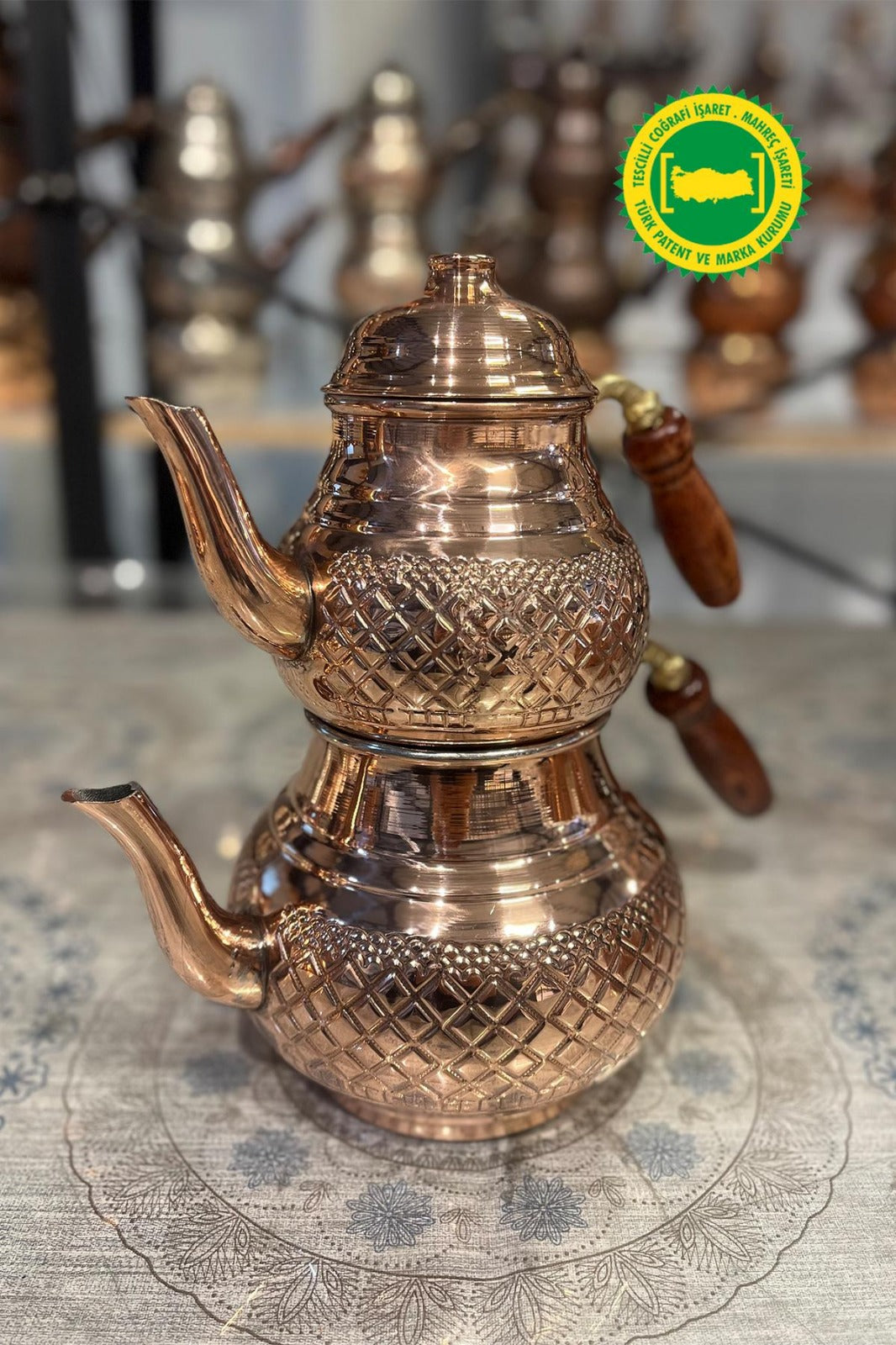Bakır Petek İşleme Çaydanlık