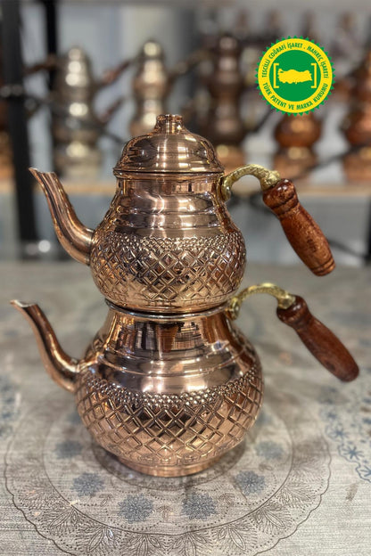 Bakır Petek İşleme Çaydanlık