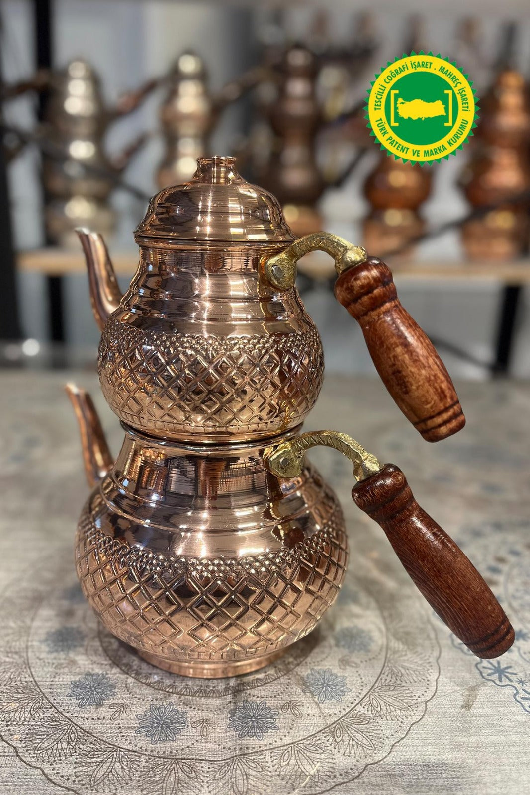 Bakır Petek İşleme Çaydanlık